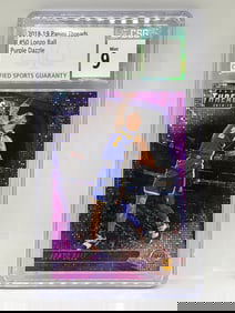 /99 2018-19 PANINI THREADS LONZO BALL PURPLE DAZZLE SP GRADED CSG MINT 9