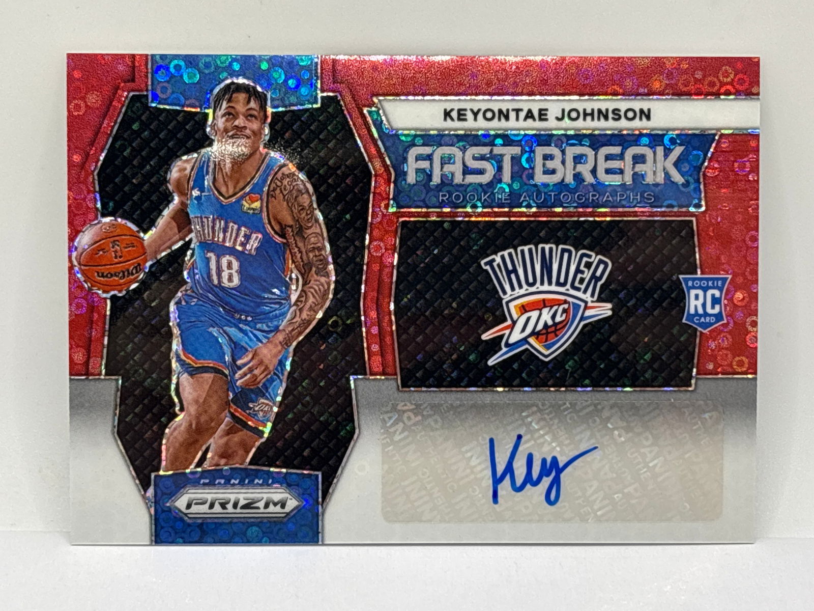 /99 2023-24 PANINI PRIZM FAST BREAK KEYONTE JOHNSON DISCO PRIZM HOLO AUTOGRAPHED ROOKIE CARD (1 of 3)