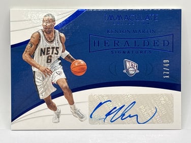 /49 2018-19 PANINI IMMACULATE COLLECTION HERALDED SIGNATURES KENYON MARTIN AUTOGRAPHED INSERT