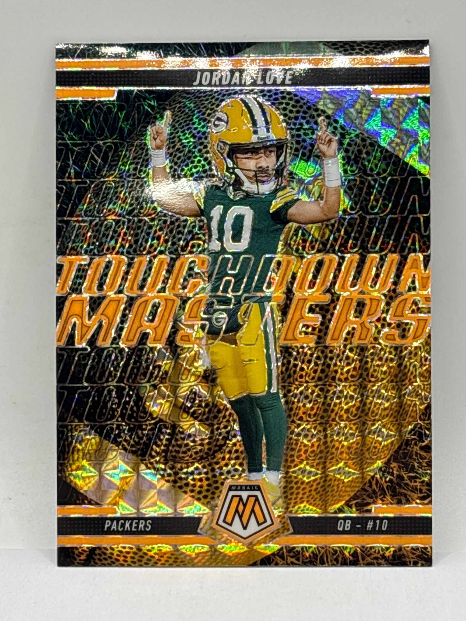 2025 PANINI MOSAIC JORDAN LOVE TOUCHDOWN MASTERS PRIZM HOLO SP (1 of 4)