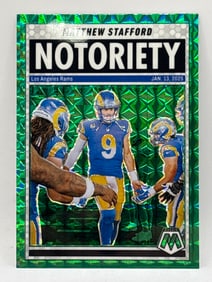 2025 PANINI MOSAIC MATTHEW STAFFORD NOTORIETY GREEN PRIZM HOLO SP