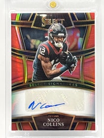/75 2022 PANINI SELECT SIGNATURES NICO COLLINS AUTOGRAPHED ROOKIE CARD PRIZM HOLO