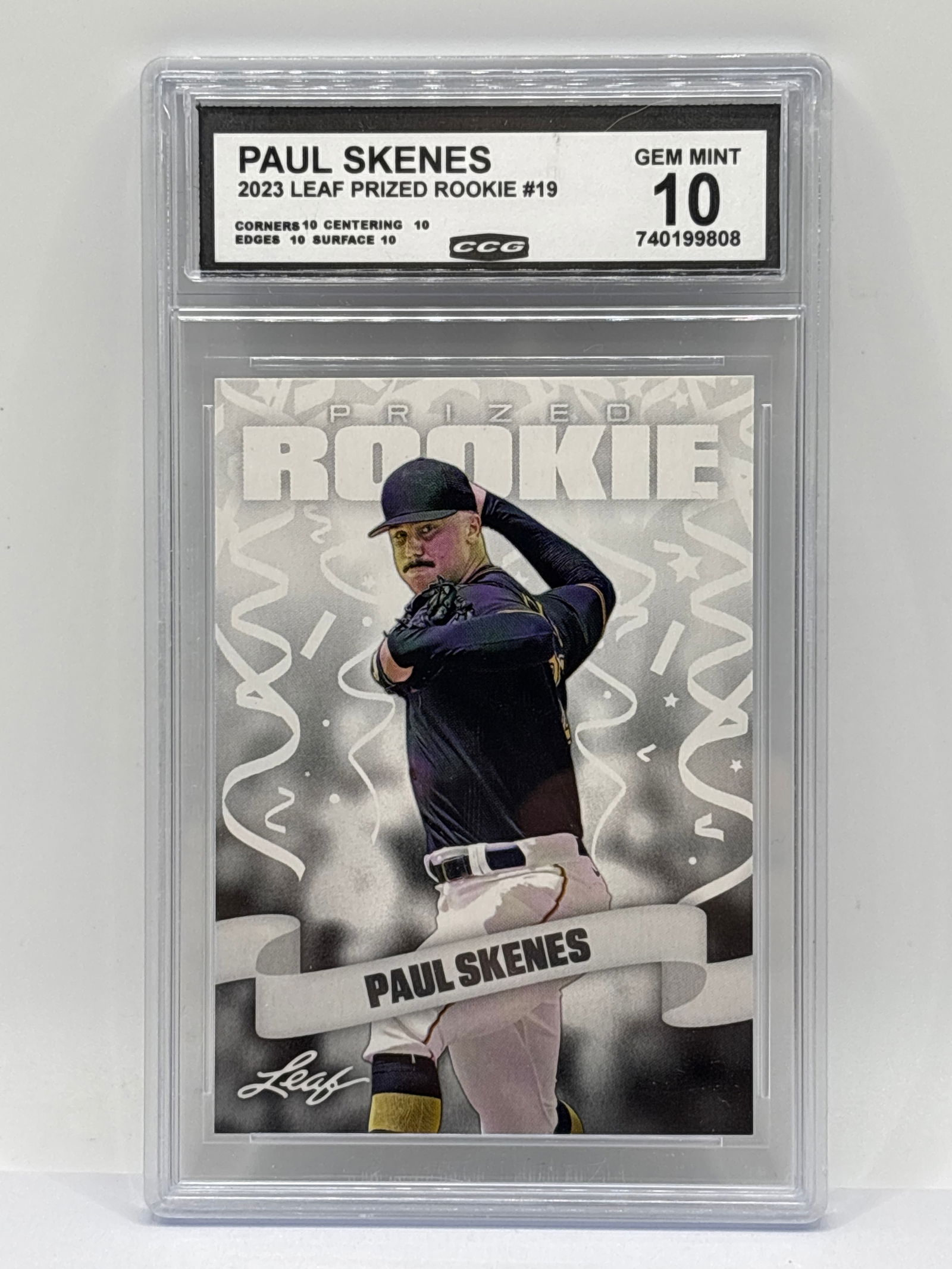 2023 LEAF PRIZED ROOKIE PAUL SKENES ROOKIE CARD GRADED CCG GEM MINT 10 (1 of 2)