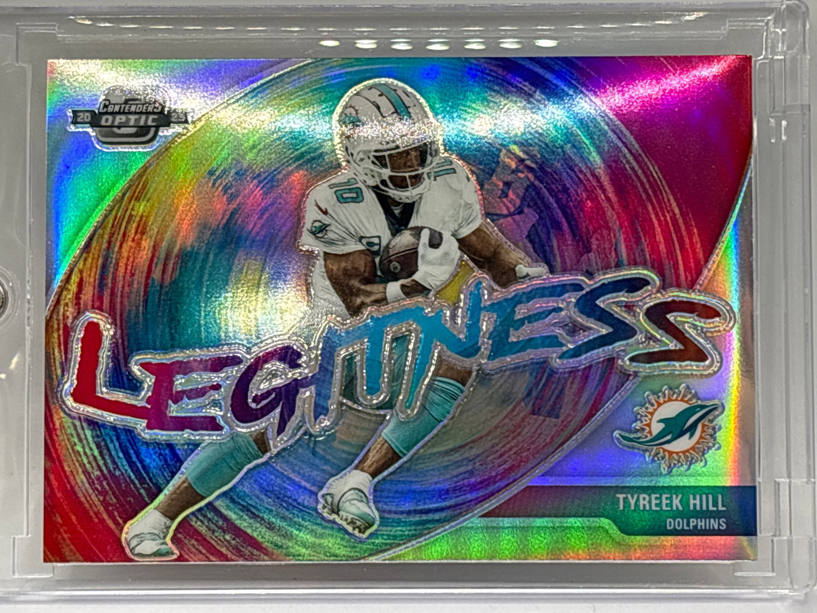 CASE HIT!! 2023 PANINI CONTENDERS OPTIC TYREEK HILL LEGITNESS PRIZM HOLO SSP (1 of 4)