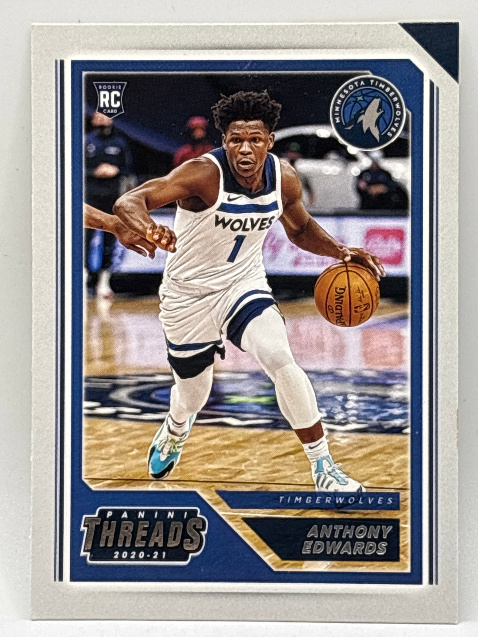 2020-21 PANINI CHRONICLES THREADS ANTHONY EDWARDS ROOKIE CARD (1 of 3)