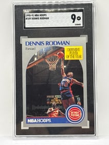 1990-91 NBA HOOPS DENNIS RODMAN DEFENSIVE PLAYER OF THE YEAR GRADED SGC MINT 9