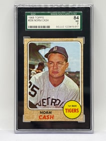 1968 TOPPS NORM CASH #256 GRADED SGC 84 NM 7