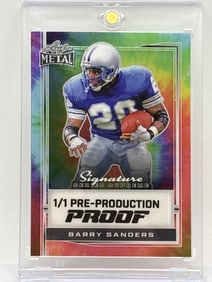 1/1 BARRY SANDERS LEAF METAL SIGNATURE SERIES SUPREME 1/1 PRE-PRODUCTION PROOF
