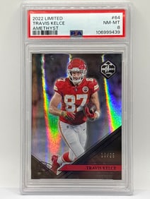 /25 2022 PANINI LIMITED TRAVIS KELCE AMETHYST HOLO SP GRADED PSA NM-MT 8