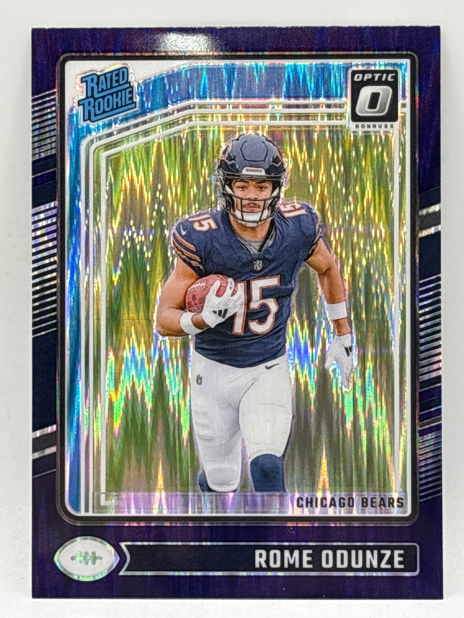 2024 PANINI DONRUSS OPTIC ROME ODUNZE PURPLE SHOCK PRIZM HOLO RATED ROOKIE CARD (1 of 3)