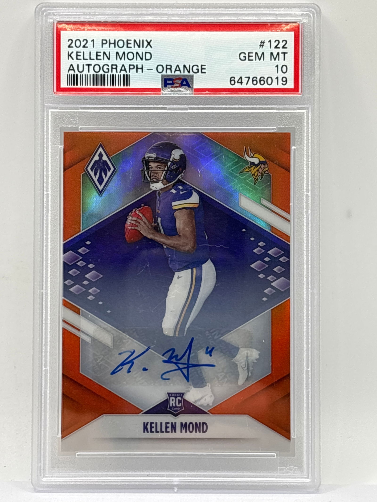 /25 2021 PANINI PHOENIX KELLEN MOND AUTOGRAPHED ORANGE ROOKIE CARD GRADED PSA GEM MINT 10 (1 of 4)