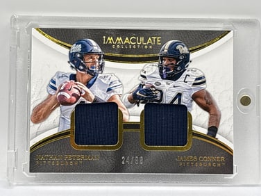 /99 2017 PANINI IMMACULATE COLLECTION COLLEGIATE JAMES CONNOR & NATHAN PETERMAN DOUBLE ROOKIE PATCH