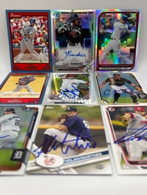 MLB PROSPECT #’D AUTOGRAPHED 9 CARD LOT, ON-CARD OR FACSIMILE