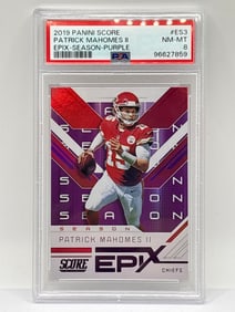 2019 PANINI SCORE EPIX-SEASON PURPLE PATRICK MAHOMES II INSERT GRADED PSA NM-MT 8