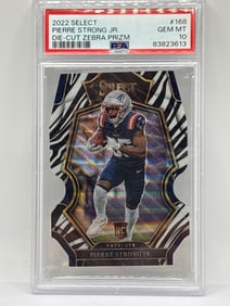 2022 PANINI SELECT PIERRE STRONG JR DIE-CUT ZEBRA PRIZM HOLO GRADED PSA GEM MINT 10