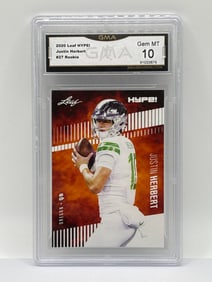 2020 LEAF HYPE! JUSTIN HERBERT ROOKIE CARD GRADED GMA GEM MINT 10