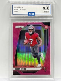 2024 PANINI PRIZM BUCKY IRVING PINK PRIZM HOLO ROOKIE CARD GRADED MINT+ 9.5
