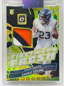 /25 2024 PANINI DONRUSS OPTIC FIRST YEAR FRESHMAN AUDRIC ESTIME PANDORA PRIZM HOLO ROOKIE PATCH