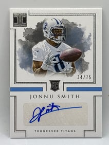 /75 2017 PANINI IMPECCABLE JONNU SMITH AUTOGRAPHED ROOKIE CARD