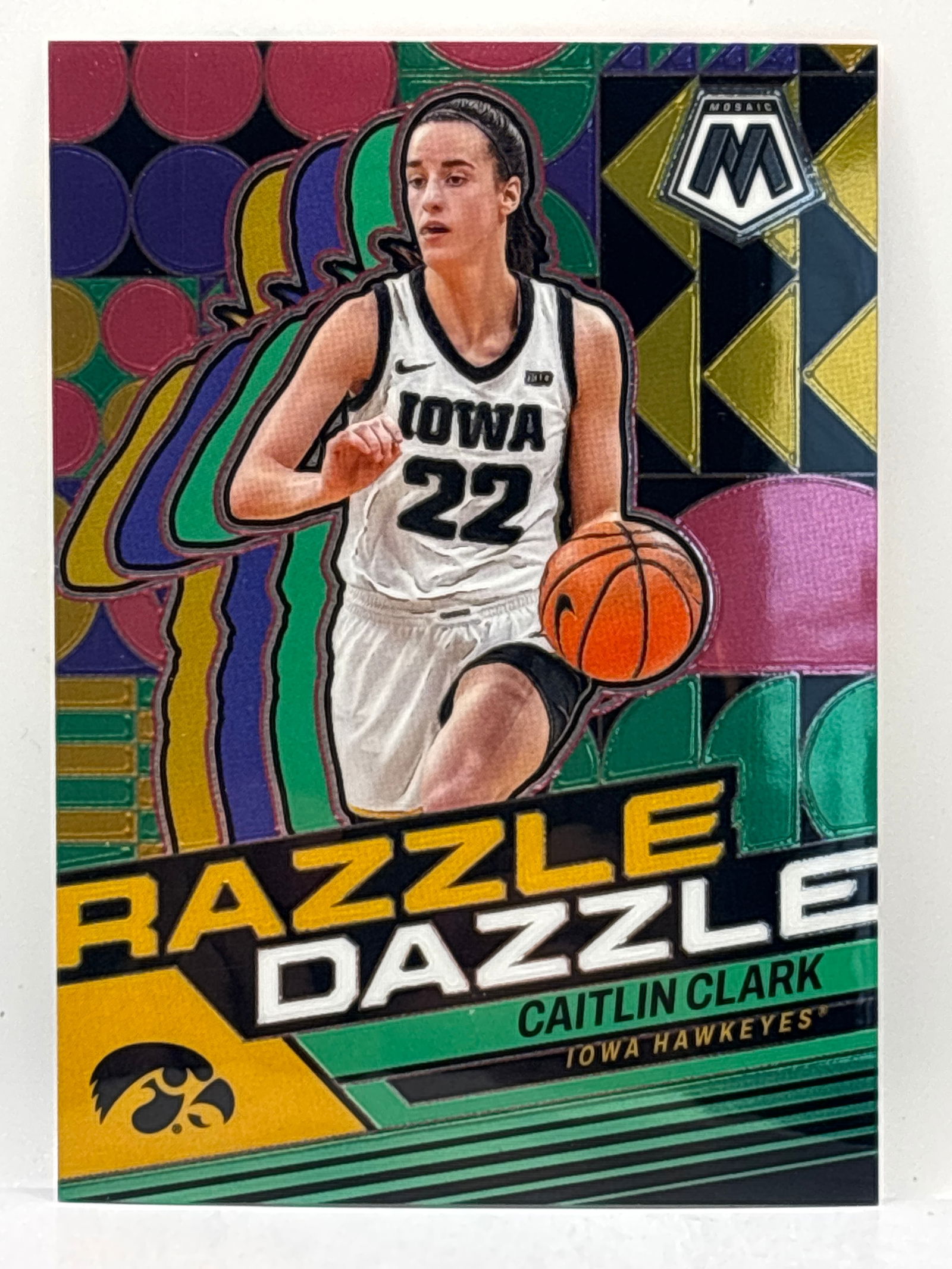 CASE HIT 2024 PANINI CAITLIN CLARK COLLECTION CAITLIN CLARK RAZZLE DAZZLE SSP PRIZM HOLO ROOKIE CARD (1 of 4)