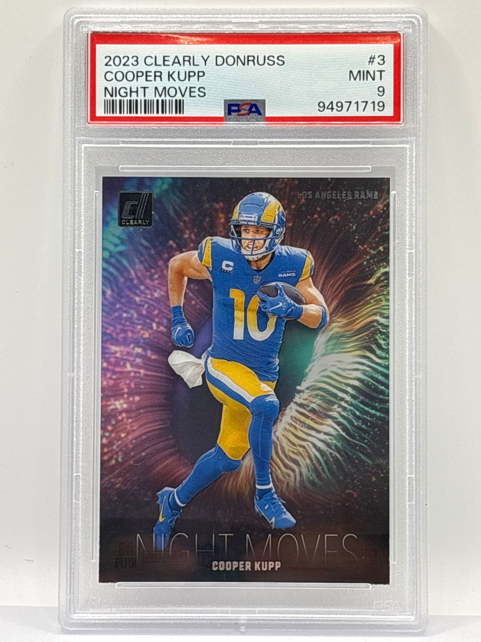 CASE HIT! 2023 PANINI CLEARLY DONRUSS COOPER KUPP NIGHT MOVES SSP GRADED PSA MINT 9 (1 of 4)