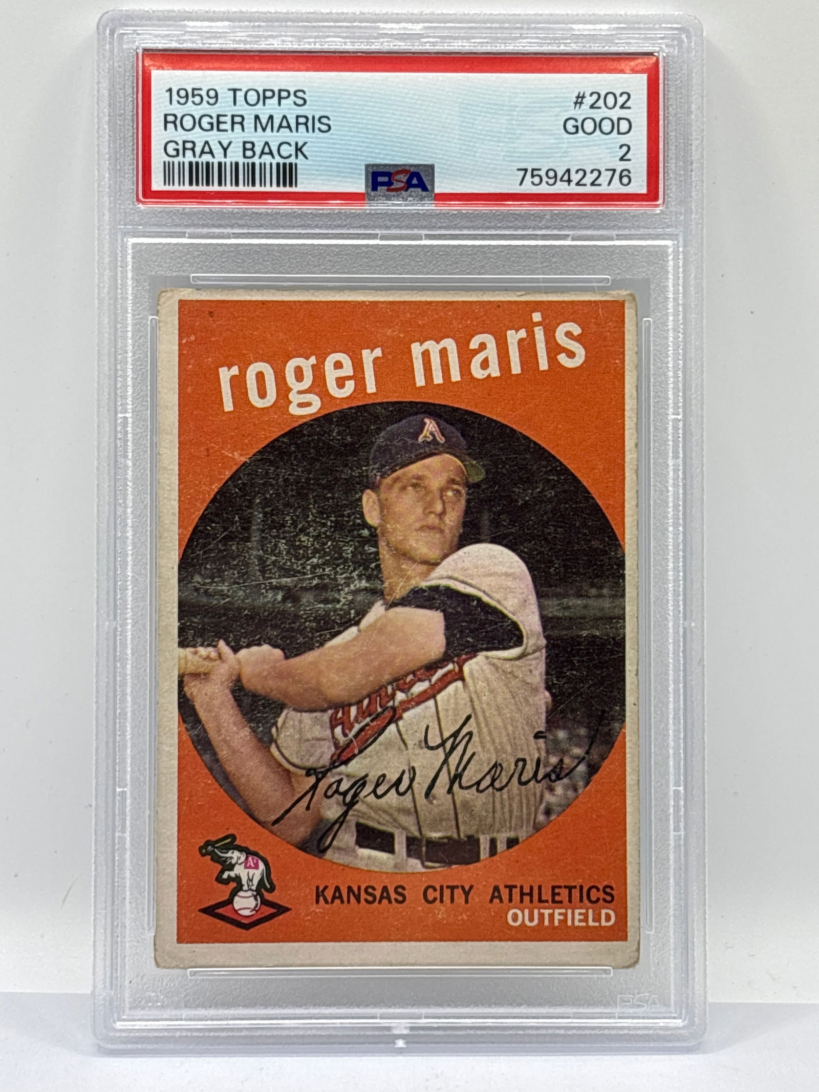 1959 TOPPS ROGER MARIS GRAY BACK GRADED PSA GOOD 2 (1 of 4)