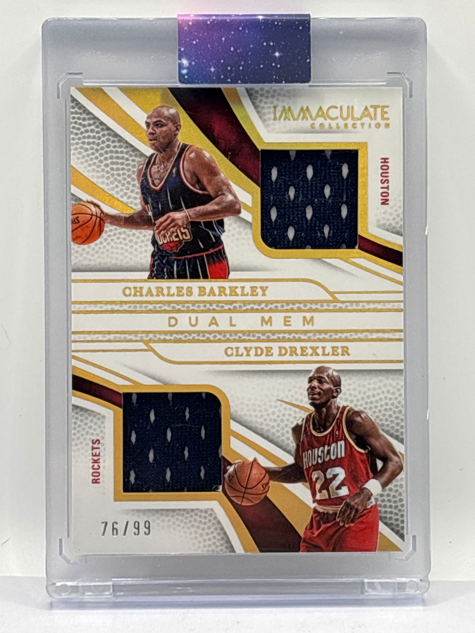 /99 2024-25 PANINI IMMACULATE COLLECTION DUAL GAME-WORN MEM PATCH CHARLES BARKLEY & CLYDE DREXLER (1 of 4)