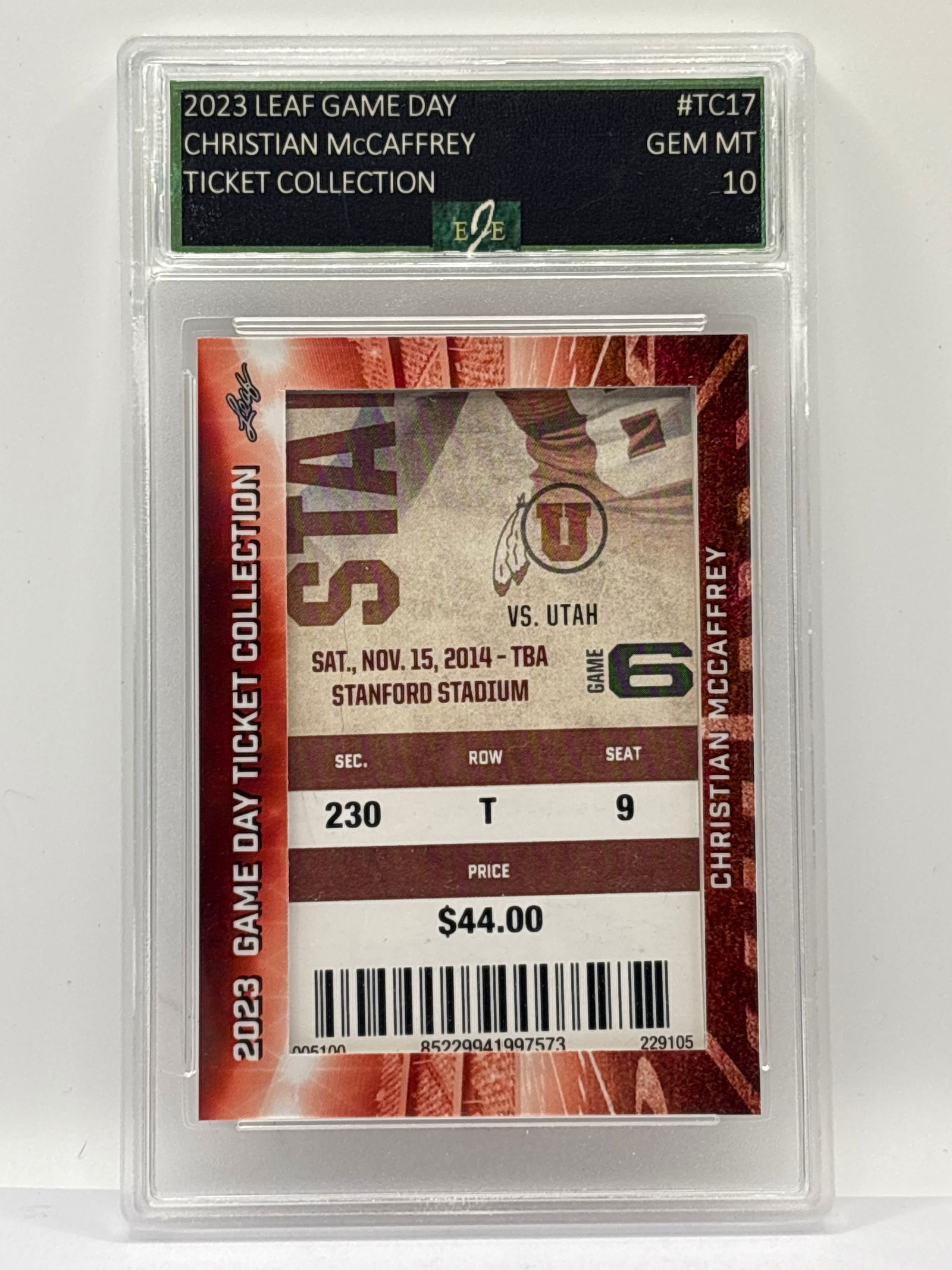 2023 LEAF GAME DAY CHRISTIAN MCCAFFREY TICKET COLLECTION GRADED GEM MINT 10 (1 of 4)