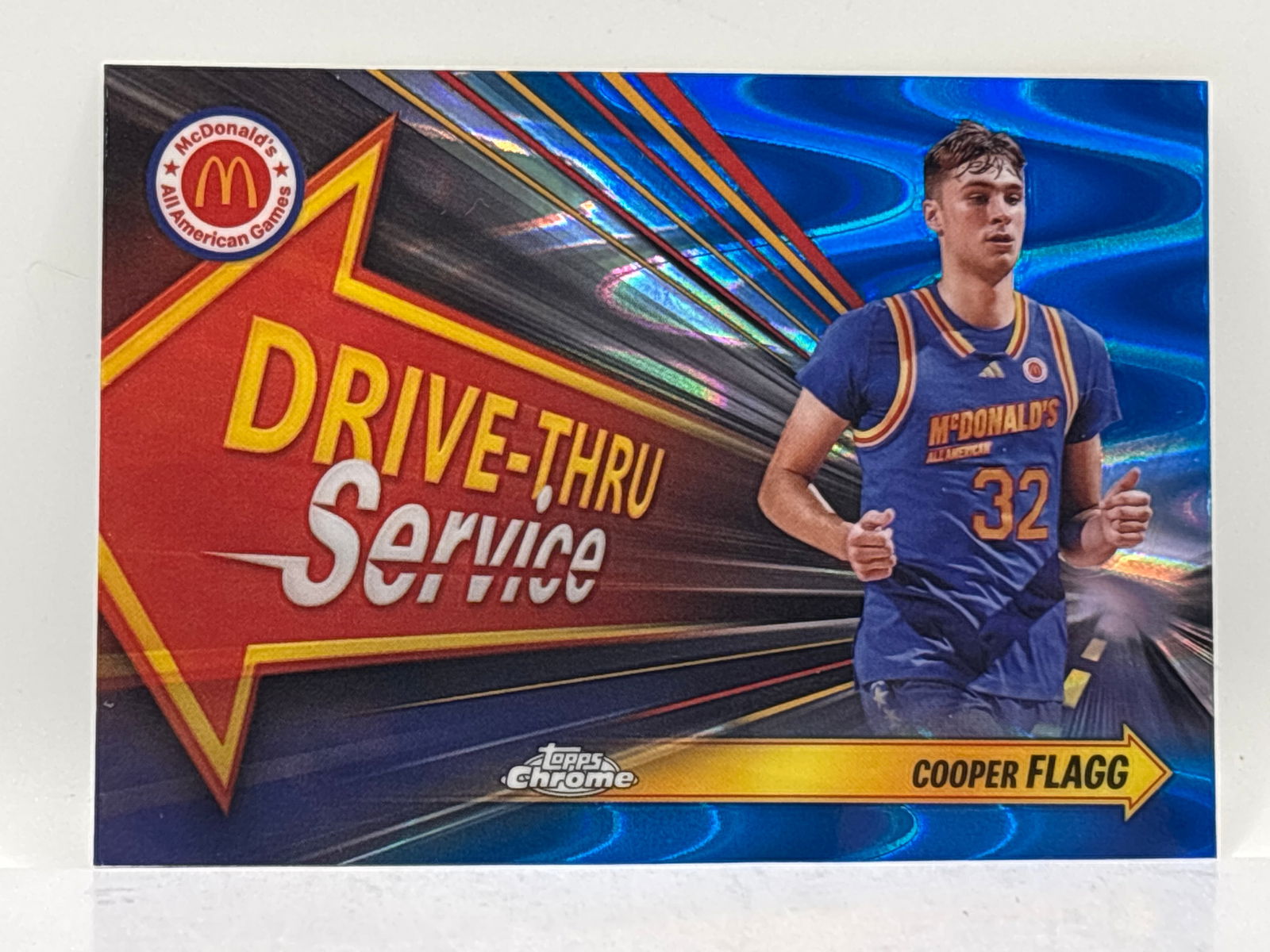 2024 TOPPS CHROME MCDONALDS DRIVE-THROUGH SERVICE COOPER FLAGG BLUE LAVA INSERT ROOKIE CARD: THE HOBBY BOX