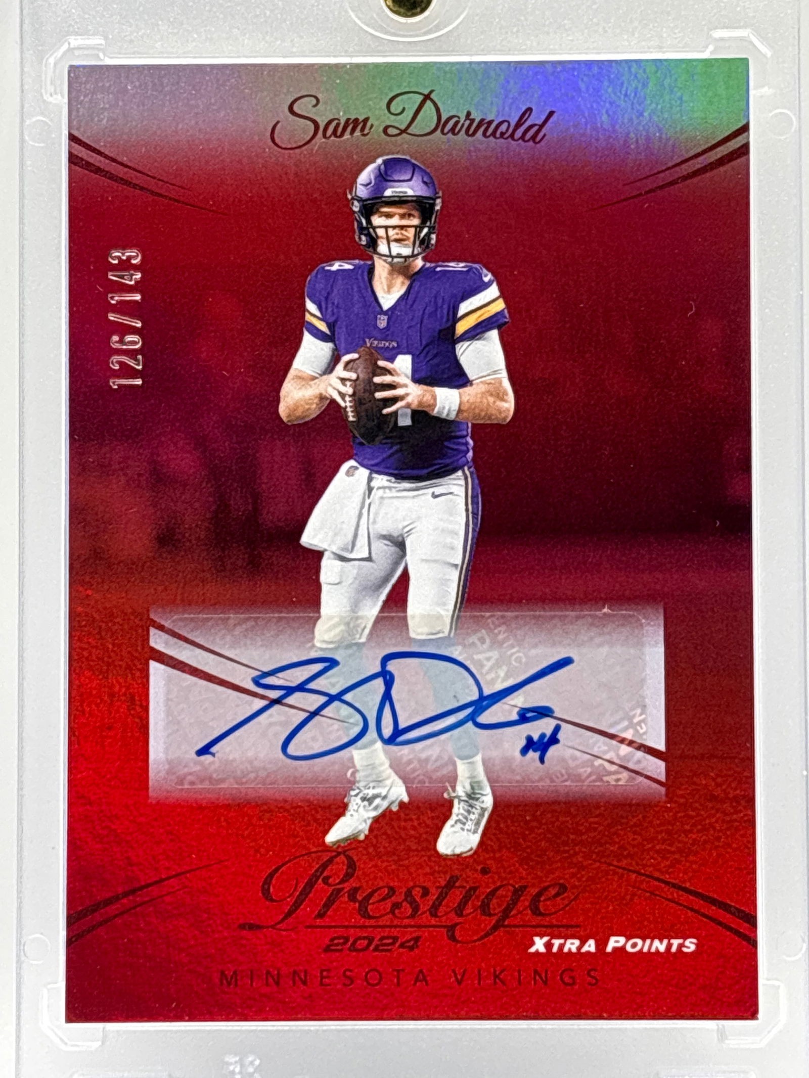 /143 2034 PANINI PRESTIGE XTRA POINTS SAM DARNOLD AUTOGRAPHED RED MIRROR (1 of 4)