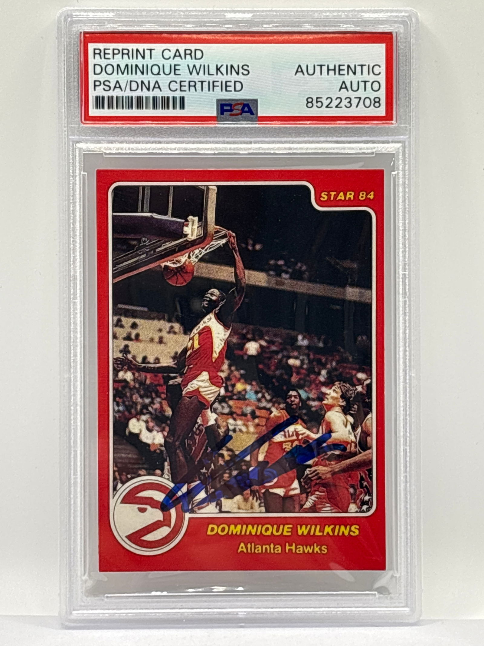 DOMINIQUE WILKINS 1984 ROOKIE REPRINT WITH PSA CERTIFIED AUTHENTIC ON-CARD AUTOGRAPH (1 of 3)