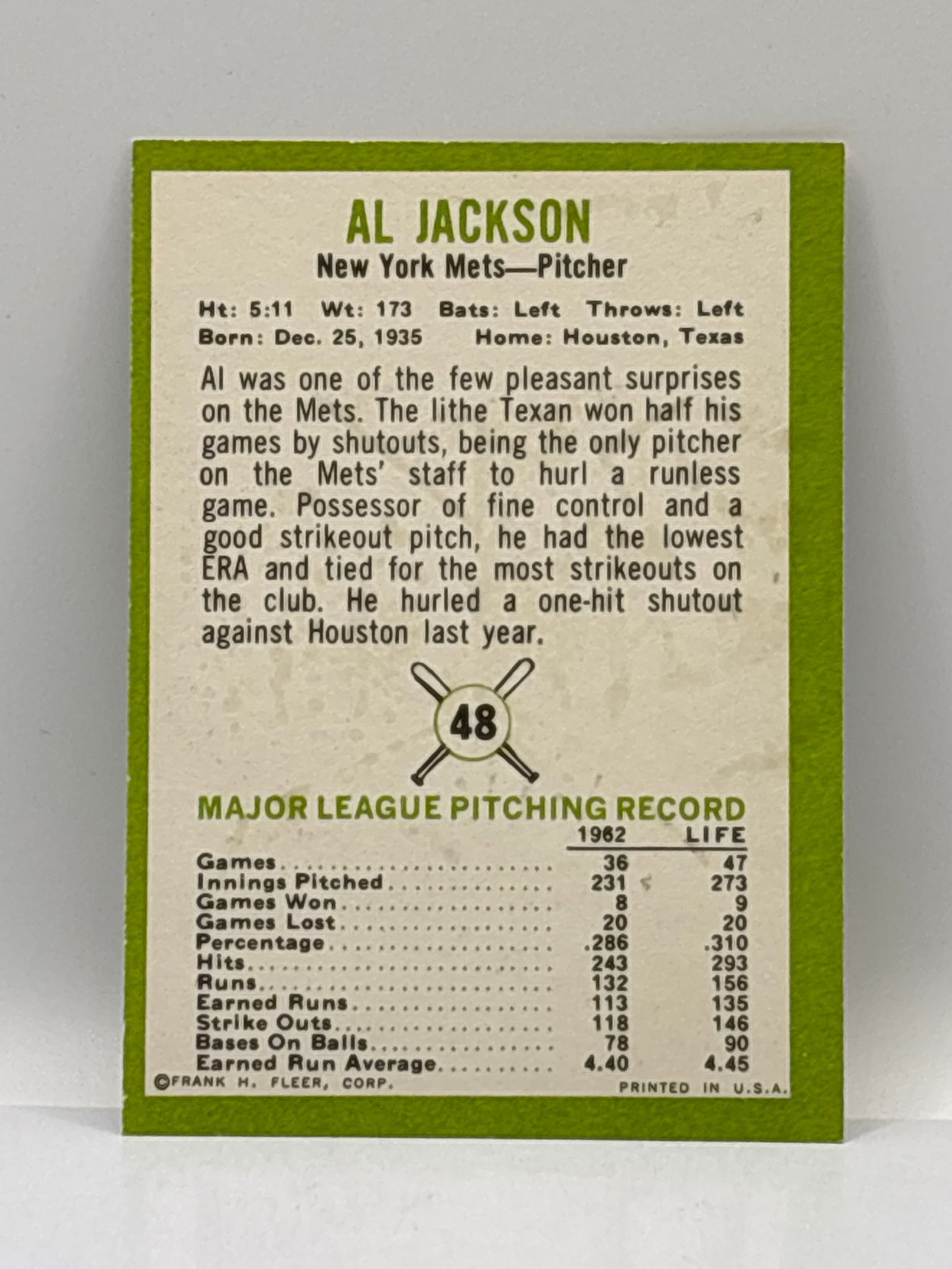 1963 FLEER #48 AL JACKSON - 2