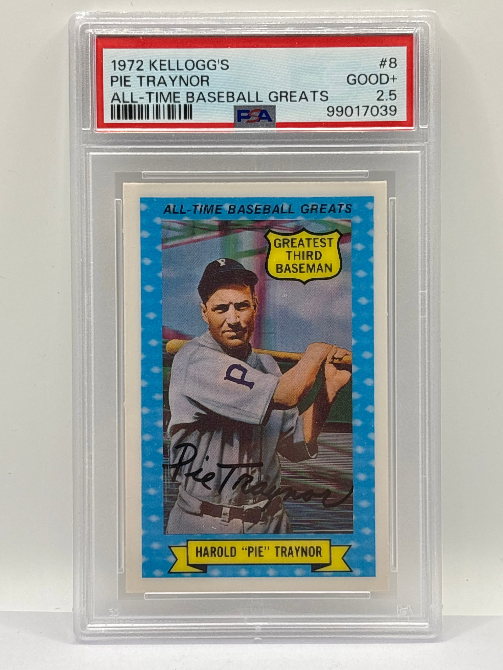 1972 KELLOGS PIE TRAYNOR ALL-TIME BASEBALL GREATS HOLO GRADED PSA GOOD+ 2.5 (1 of 2)