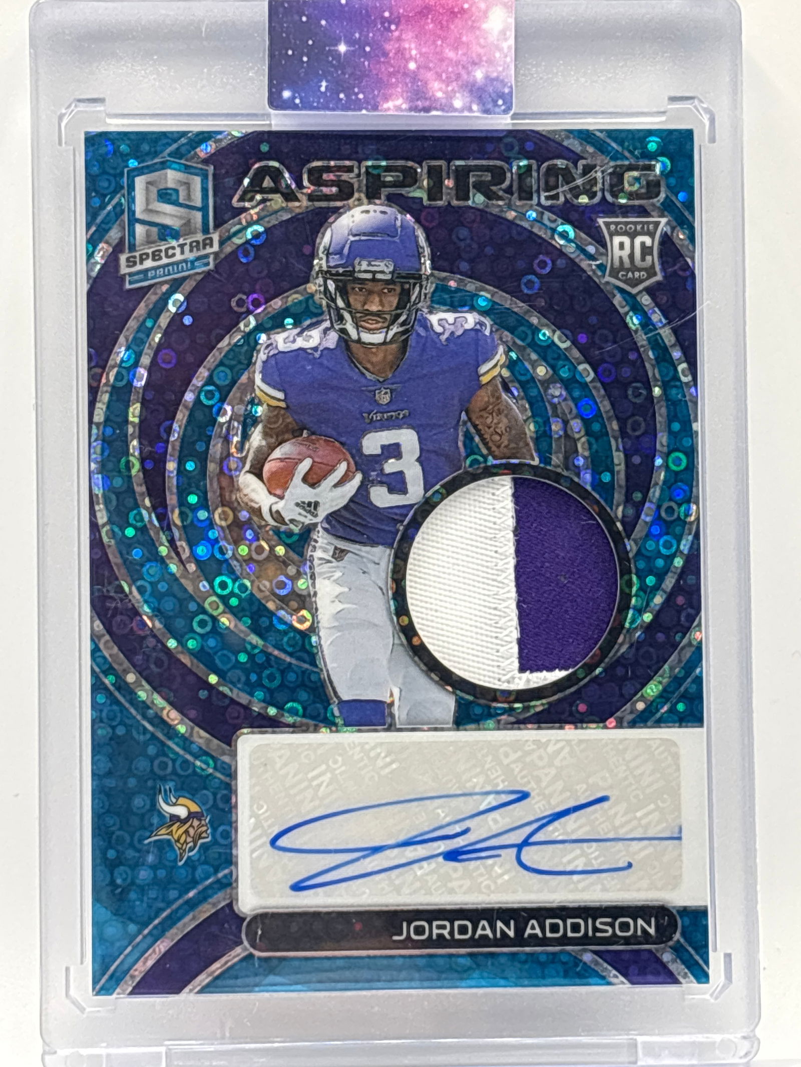 /50 2023 PANINI SPECTRA ASPIRING JORDAN ADDISON AUTOGRAPHED ROOKIE PATCH FAST BREAK PRIZM HOLO (1 of 3)