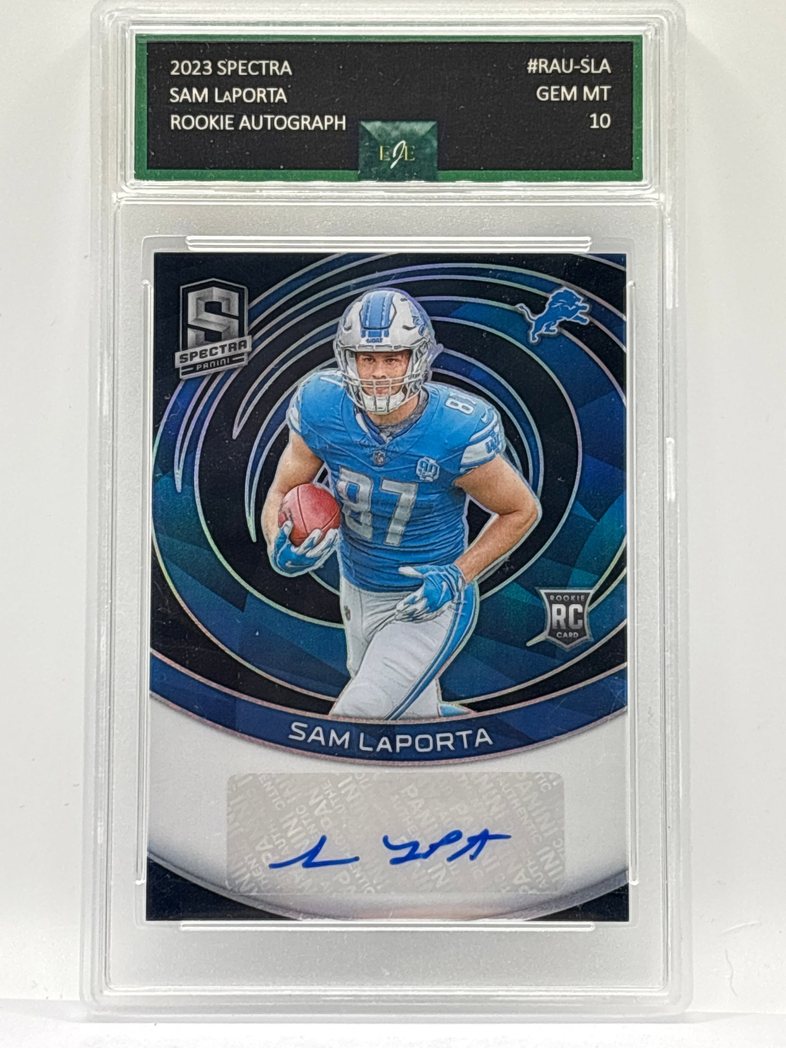 /99 2023 PANINI SPECTRA SAM LAPORTA AUTOGRAPHED PRIZM HOLO ROOKIE CARD GRADED GEM MINT 10 (1 of 3)