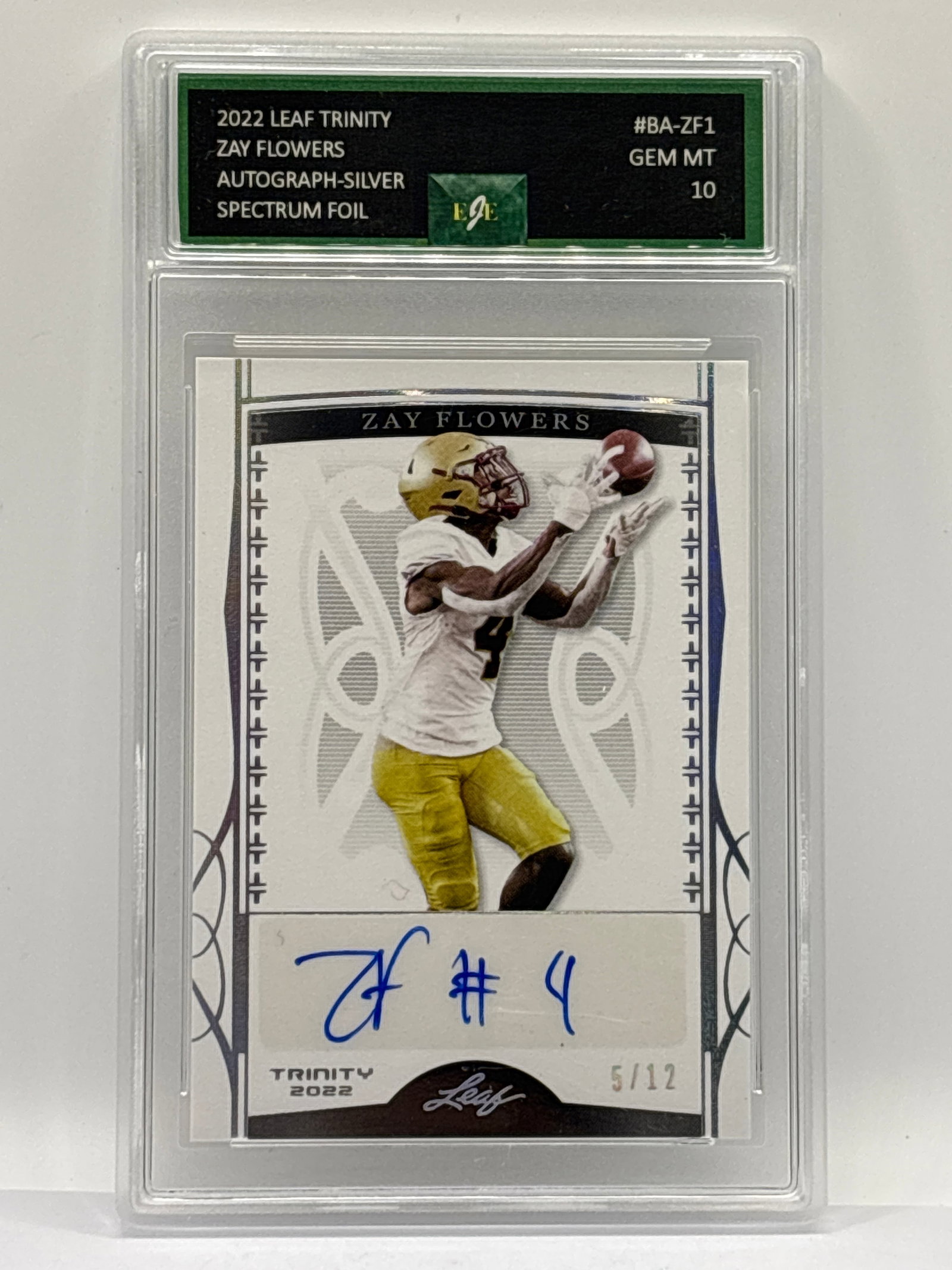 /12 2022 LEAF TRINITY ZAY FLOWERS AUTOGRAPHED SPECTRUM FOIL ROOKIE CARD GRADED GEM MINT 10 (1 of 3)