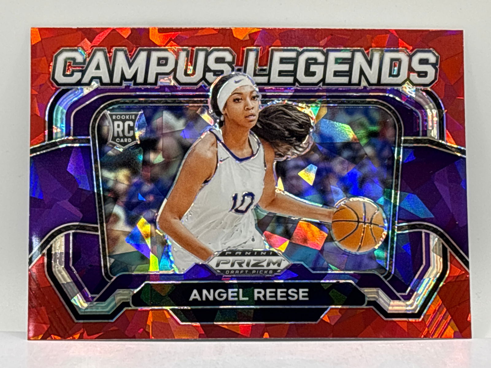 2024 PANINI PRIZM DRAFT PICKS ANGEL REESE CAMPUS LEGENDS RED CRACKED ICE PRIZM HOLO SP ROOKIE CARD (1 of 3)