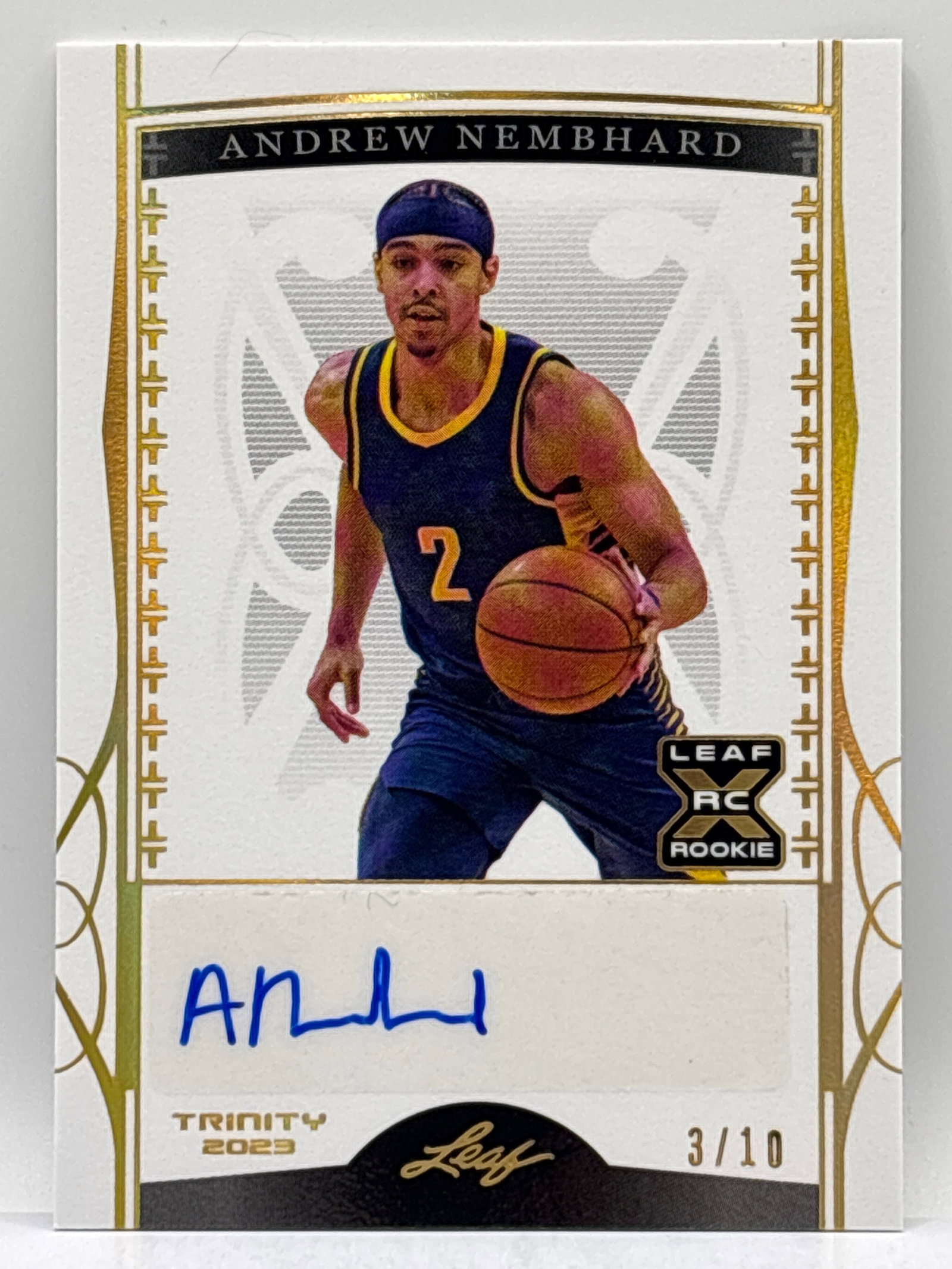 /10 2023 LEAF TRINITY ANDREW NEMBHARD AUTOGRAPHED ROOKIE CARD: THE HOBBY BOX