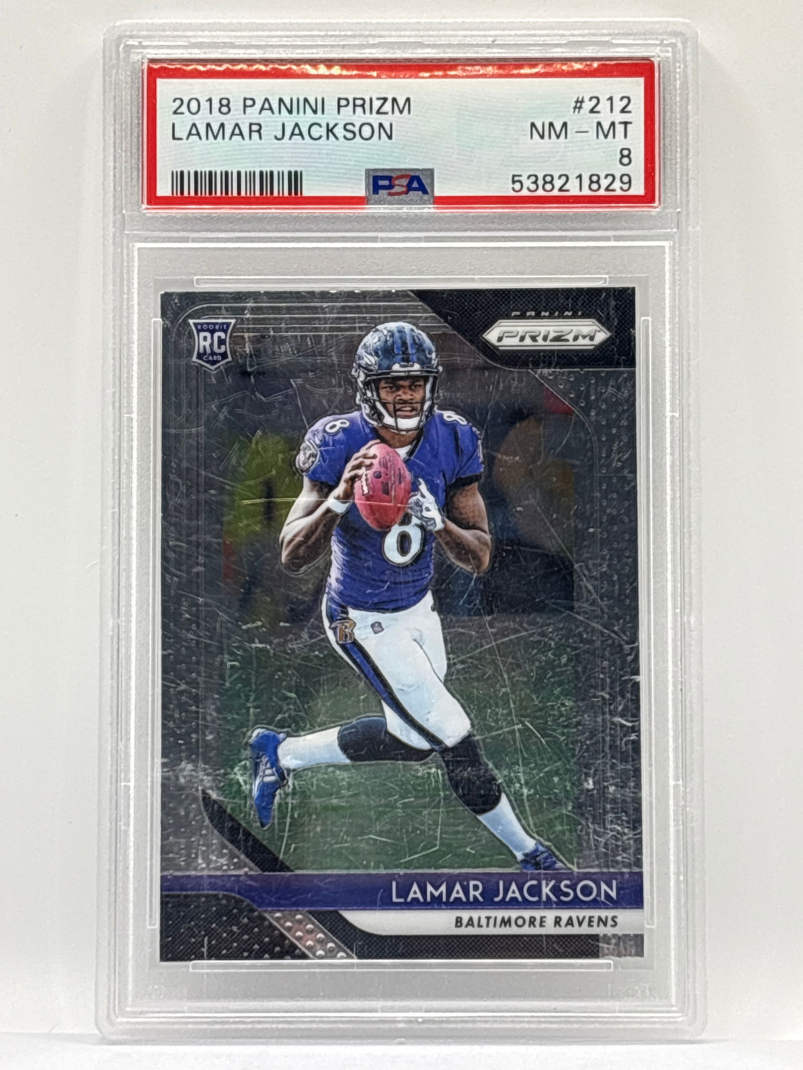 2018 PANINI PRIZM LAMAR JACKSON ROOKIE CARD GRADED PSA NM-MT 8 (1 of 2)