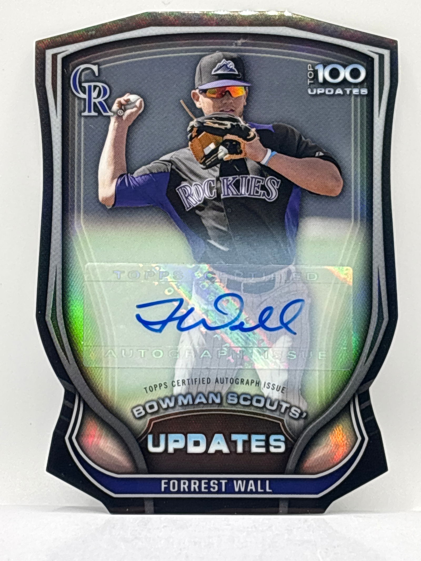 2015 BOWMAN SCOUTS FORREST WALL TOP 100 PLAYERS AUTOGRAPHED DIE-CUT ROOKIE CARD (1 of 2)