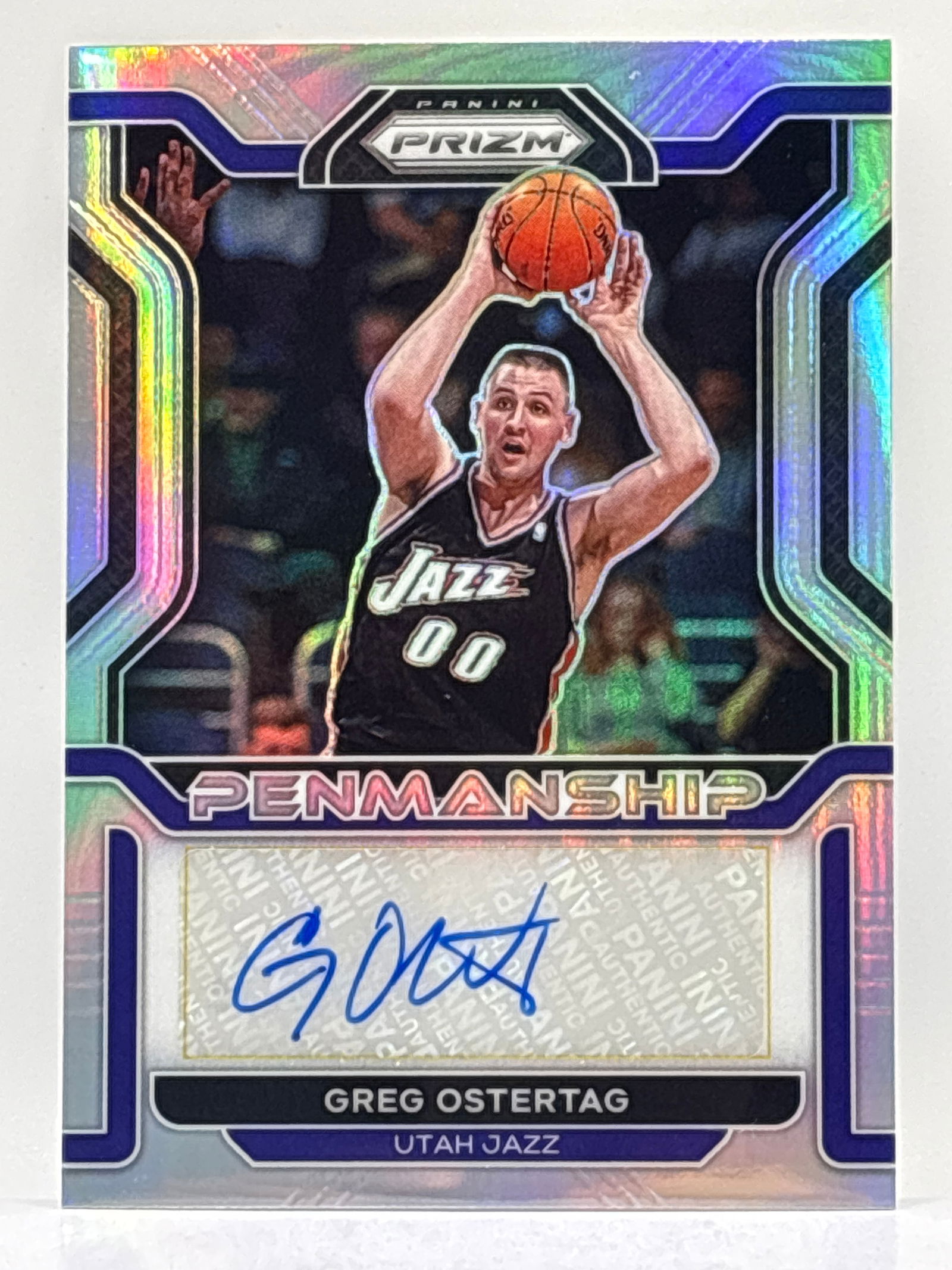 2021-22 PANINI PRIZM GREG OSTERTAG AUTOGRAPHED SILVER PRIZM HOLO PENMANSHIP (1 of 3)