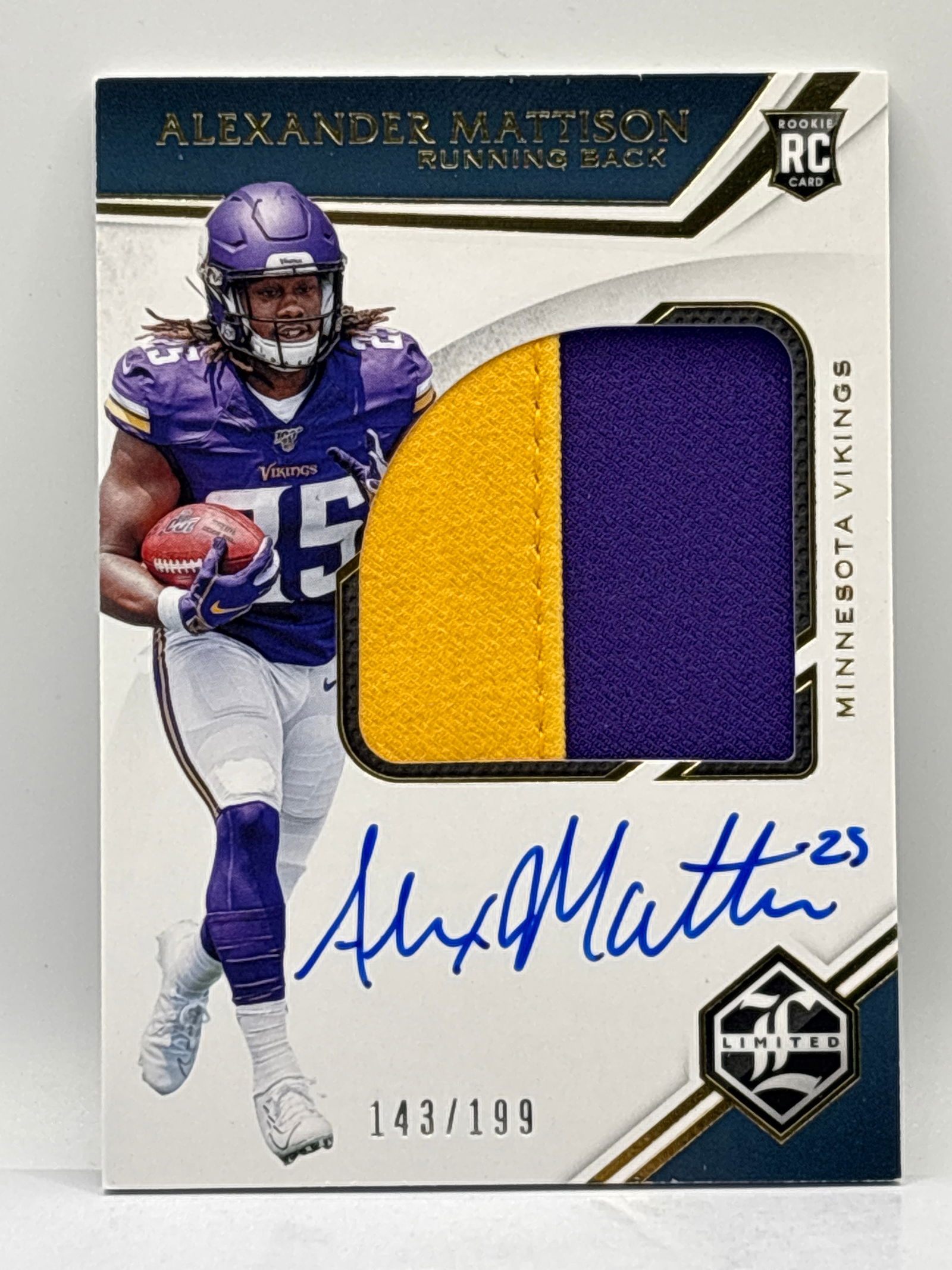 /199 2019 PANINI LIMITED ALEXANDER MATTISON 2-COLOR PATCH RPA (1 of 3)