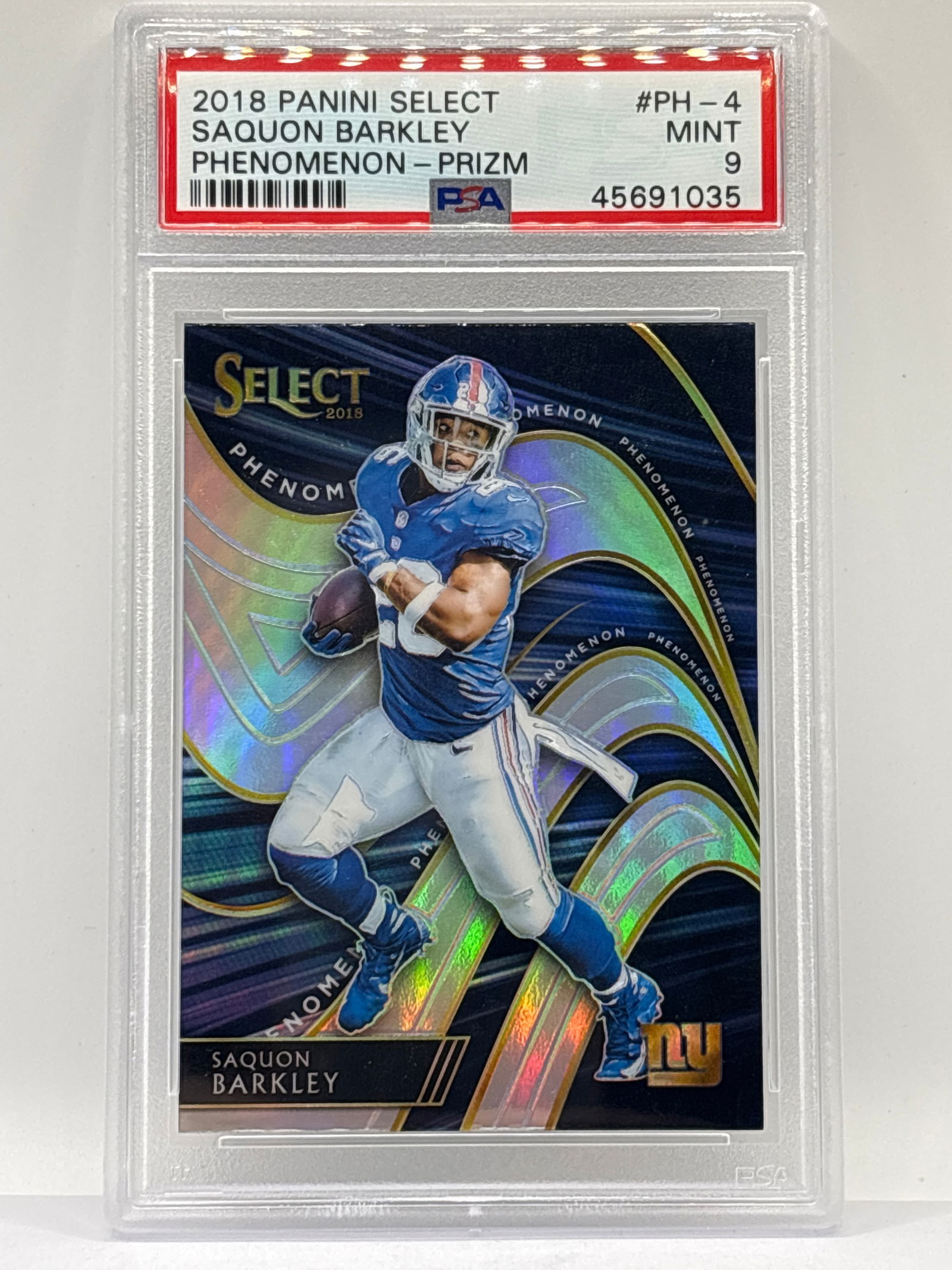 2018 PANINI SELECT SAQUON BARKLEY PHENOMENON PRIZM HOLO ROOKIE INSERT GRADED PSA MINT 9 (1 of 4)