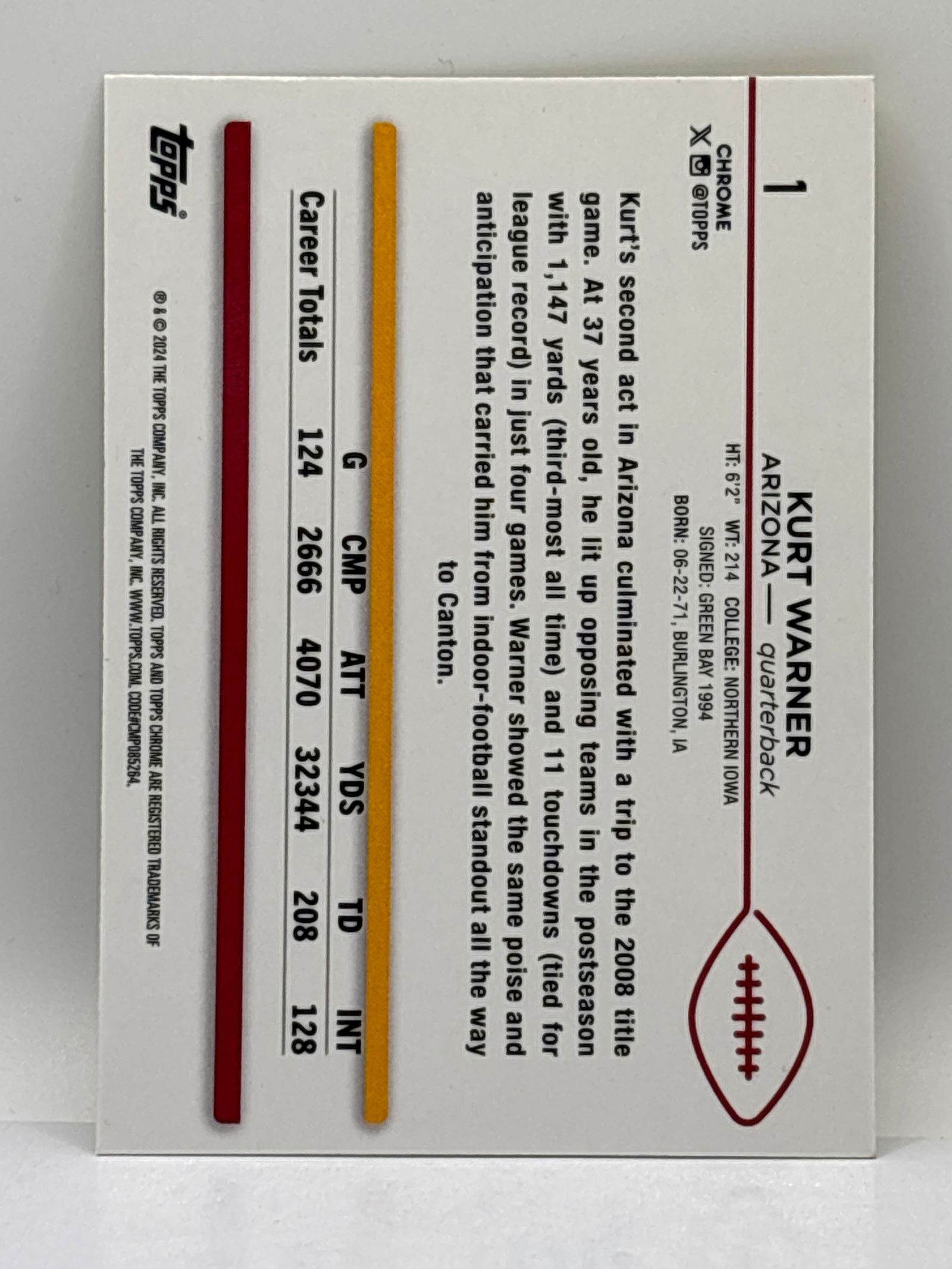 /75 2024 TOPPS CHROME KURT WARNER GOLD SP - 4