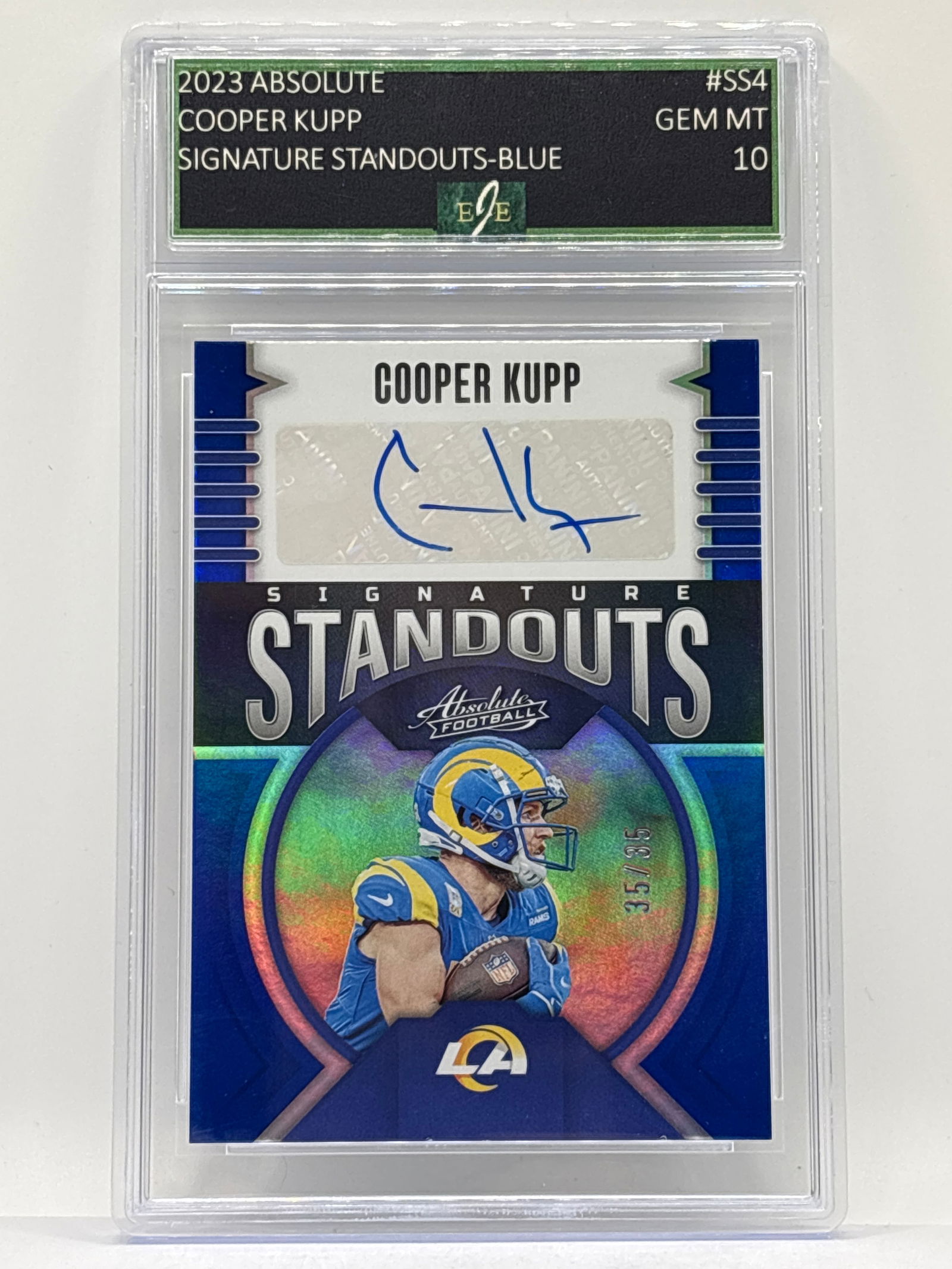 /35 2023 PANINI ABSOLUTE COOPER KUPP AUTOGRAPHED SIG-STANDOUTS BLUE GRADED GEM MINT 10 (1 of 4)