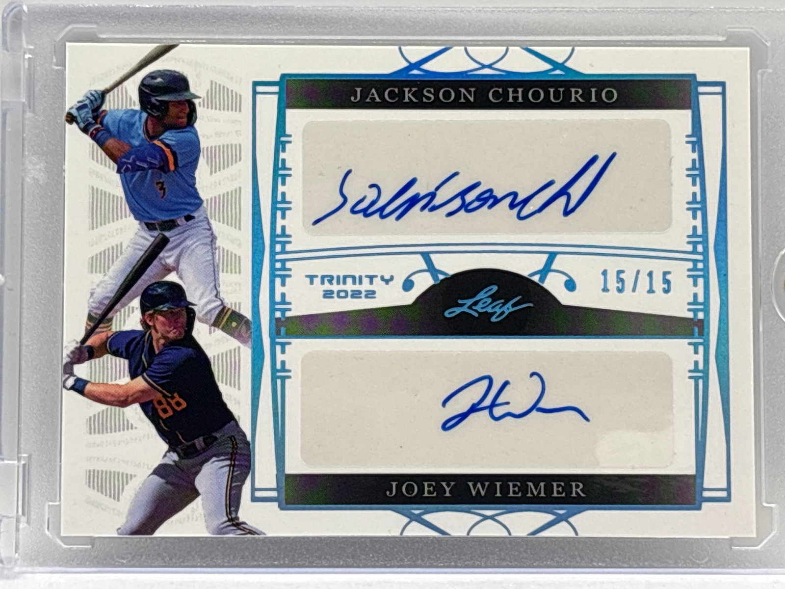 /15 2022 LEAF TRINITY JACKSON CHOURIO & JOEY WIENER DUAL AUTOGRAPHS: THE HOBBY BOX