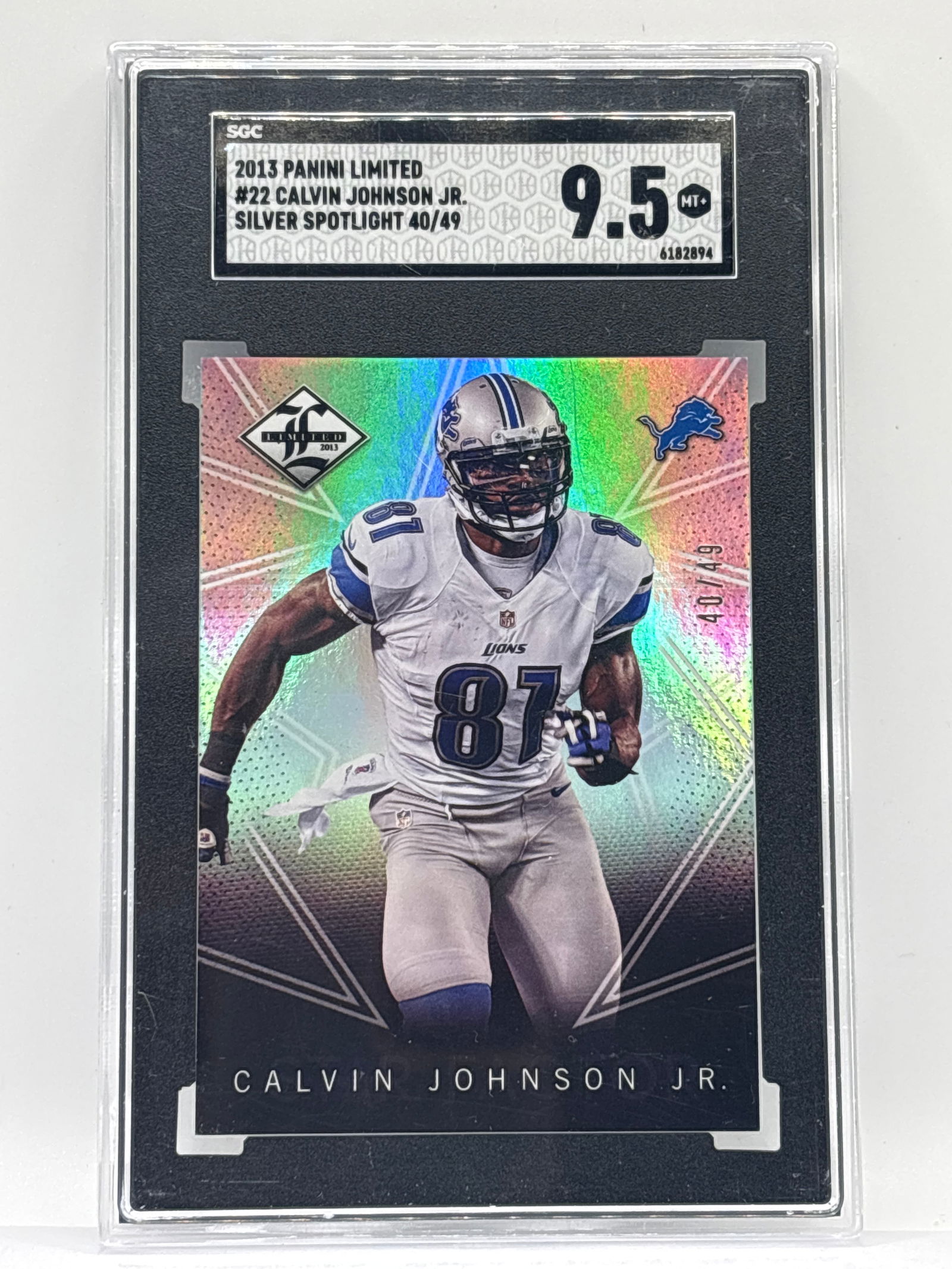 /49 2013 PANINI LIMITED CALVIN JOHNSON JR SILVER SPOTLIGHT GRADED SGC MINT+ 9.5 (1 of 3)