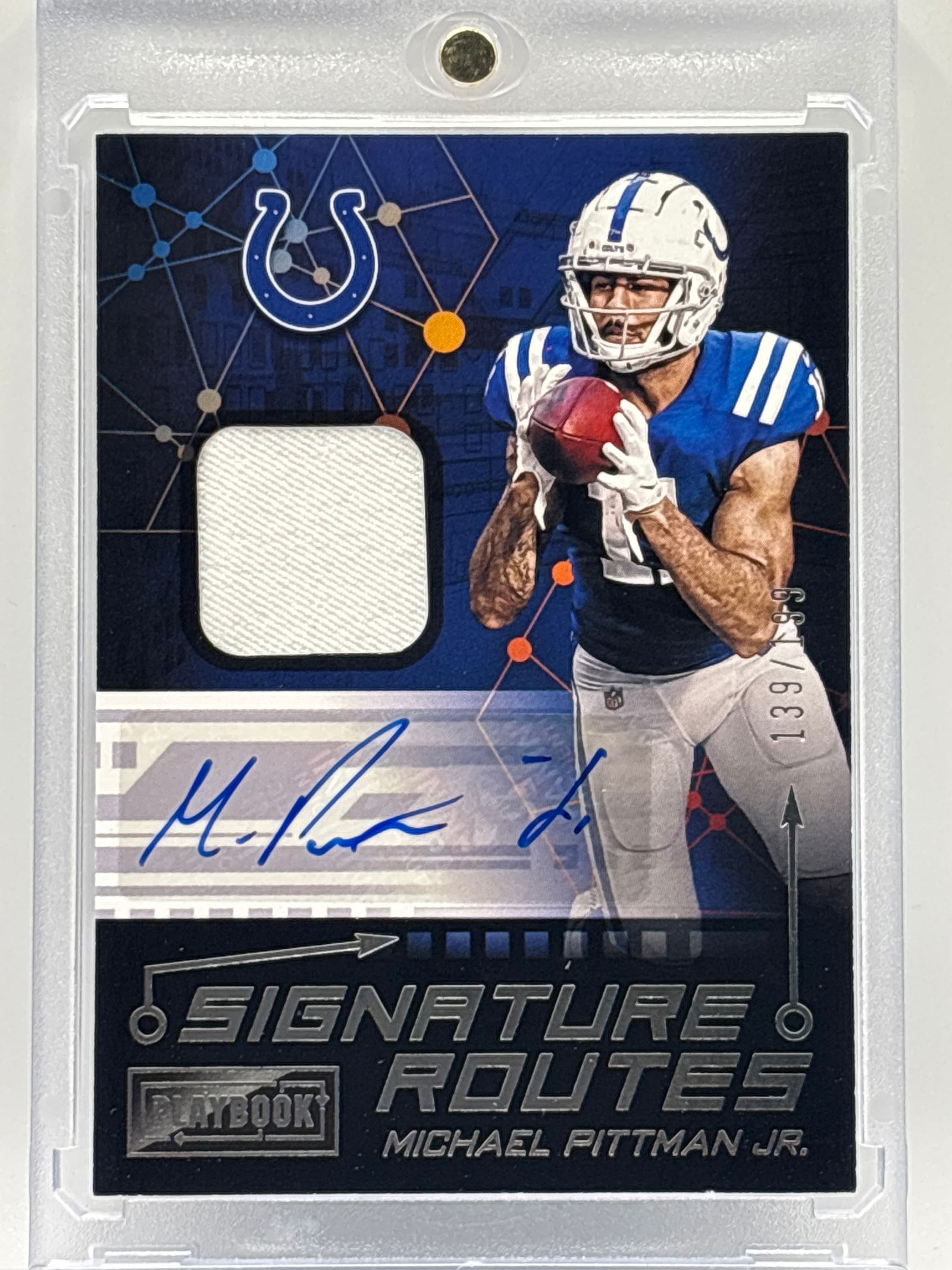 /199 2021 PANINI PLAYBOOK MICHAEL PITTMAN AUTOGRAPHED PATCH SIGNATURE ROUTES (1 of 3)