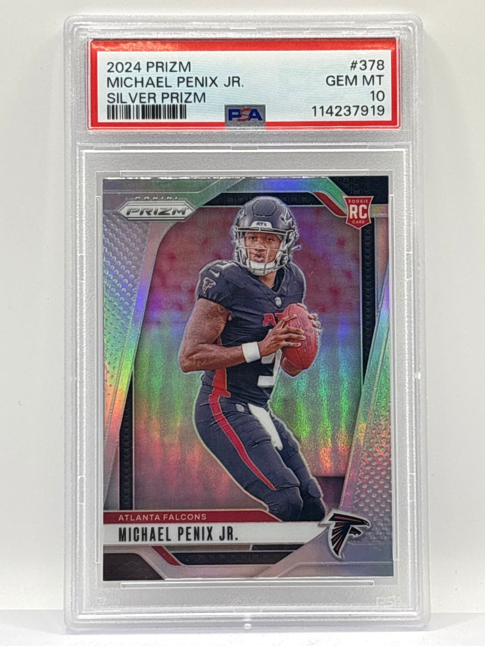 2024 PANINI PRIZM MICHAEL PENIX JR SILVER PRIZM HOLO ROOKIE CARD GRADED PSA GEM MINT 10 (1 of 3)