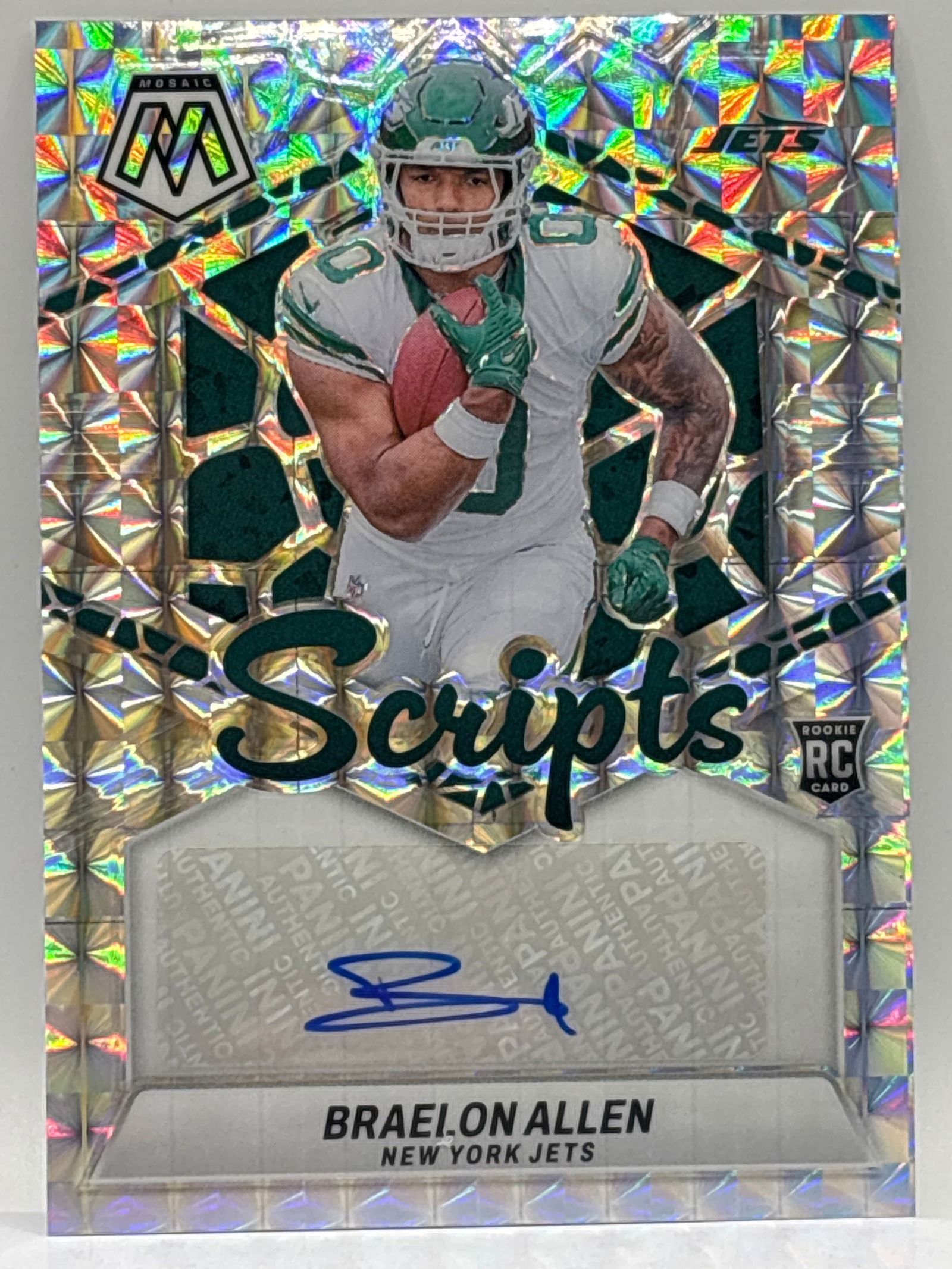2024 PANINI MOSAIC BRAELON ALLEN SCRIPTS AUTOGRAPHED PRIZM HOLO ROOKIE CARD (1 of 2)